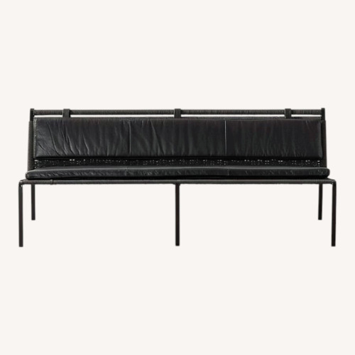 Used CB2 Fenn Black Cord and Leather Settee for sale on AptDeco