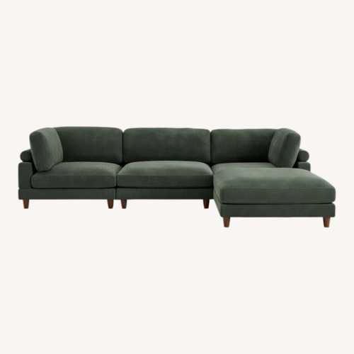 Used Wayfair Hunter Green Corduroy L-Shaped Sectional for sale on AptDeco