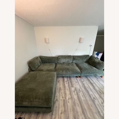 Used Wayfair Hunter Green Corduroy L-Shaped Sectional for sale on AptDeco