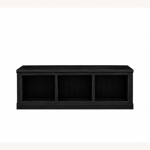 Used Pottery Barn Black Wood Aubrey Storage Bench for sale on AptDeco