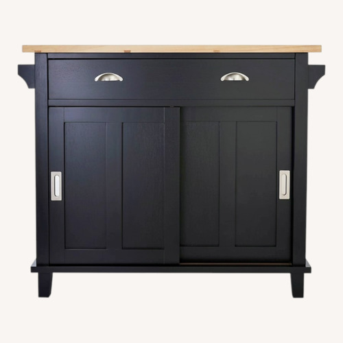 Used Crate & Barrel Black Wood Kitchen Island for sale on AptDeco