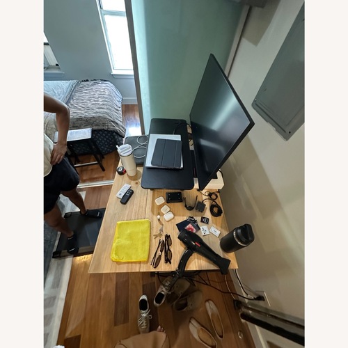 Used Crate & Barrel Black Wood Kitchen Island for sale on AptDeco