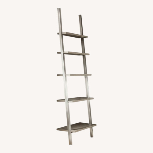 Used White & Brushed Silver Ladder Bookshelf for sale on AptDeco