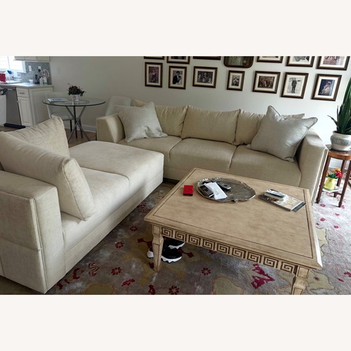 Used Designer Guild Natural Linen 2 Piece Sectional for sale on AptDeco