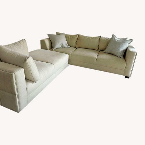 Used Designer Guild Natural Linen 2 Piece Sectional for sale on AptDeco