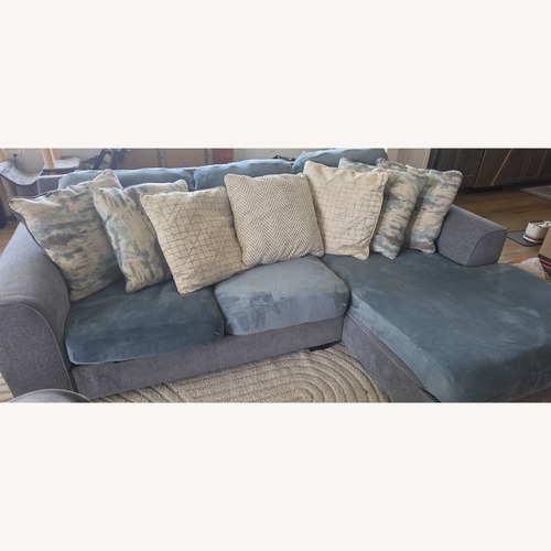 Used Ashley Furniture Blue Fabric 2 Piece Sectional for sale on AptDeco
