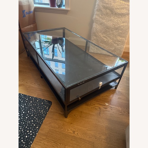 Used West Elm Black Metal Shadowbox Coffee Table for sale on AptDeco