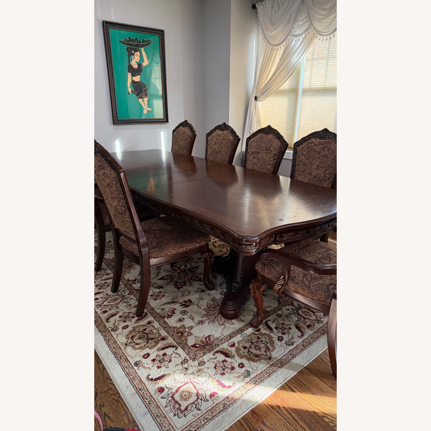 Raymour & Flanigan Dark Brown Wood Dining Table - image-1