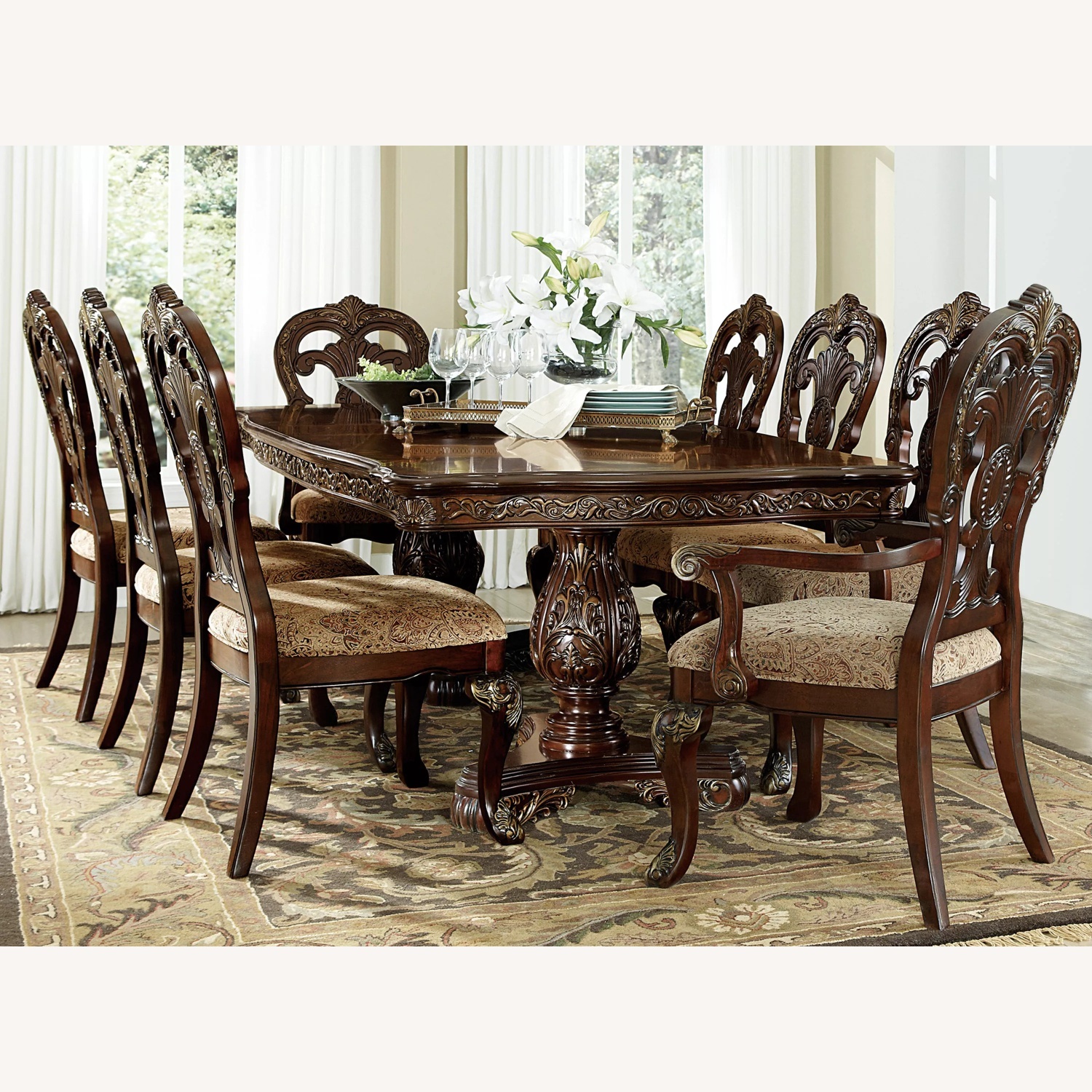 Raymour & Flanigan Dark Brown Wood Dining Table - image-5