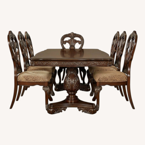 Used Raymour & Flanigan Dark Brown Wood Dining Table for sale on AptDeco