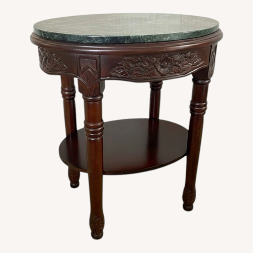Used Set of 3 Mahogany and Marble Vintage Side Tables for sale on AptDeco