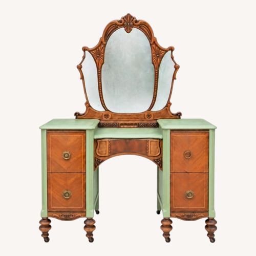 Used Art Deco Vanity 3-Panel Mirror & Bench for sale on AptDeco