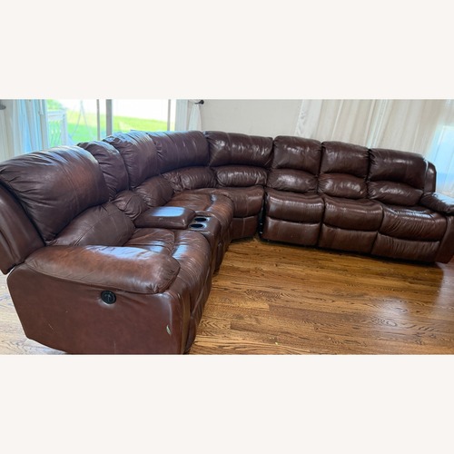Used Bryant II Leather Dual Reclining Sofa for sale on AptDeco