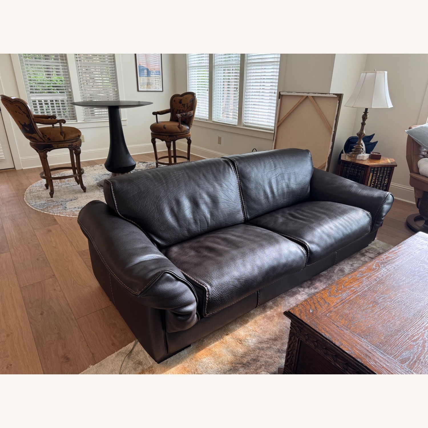 Roche Bobois Dark Brown Leather 2 Seater Sofa - image-7