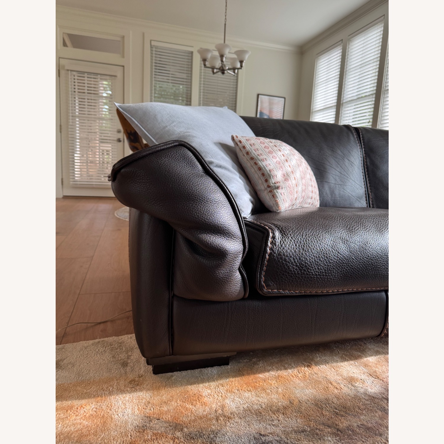 Roche Bobois Dark Brown Leather 2 Seater Sofa - image-3