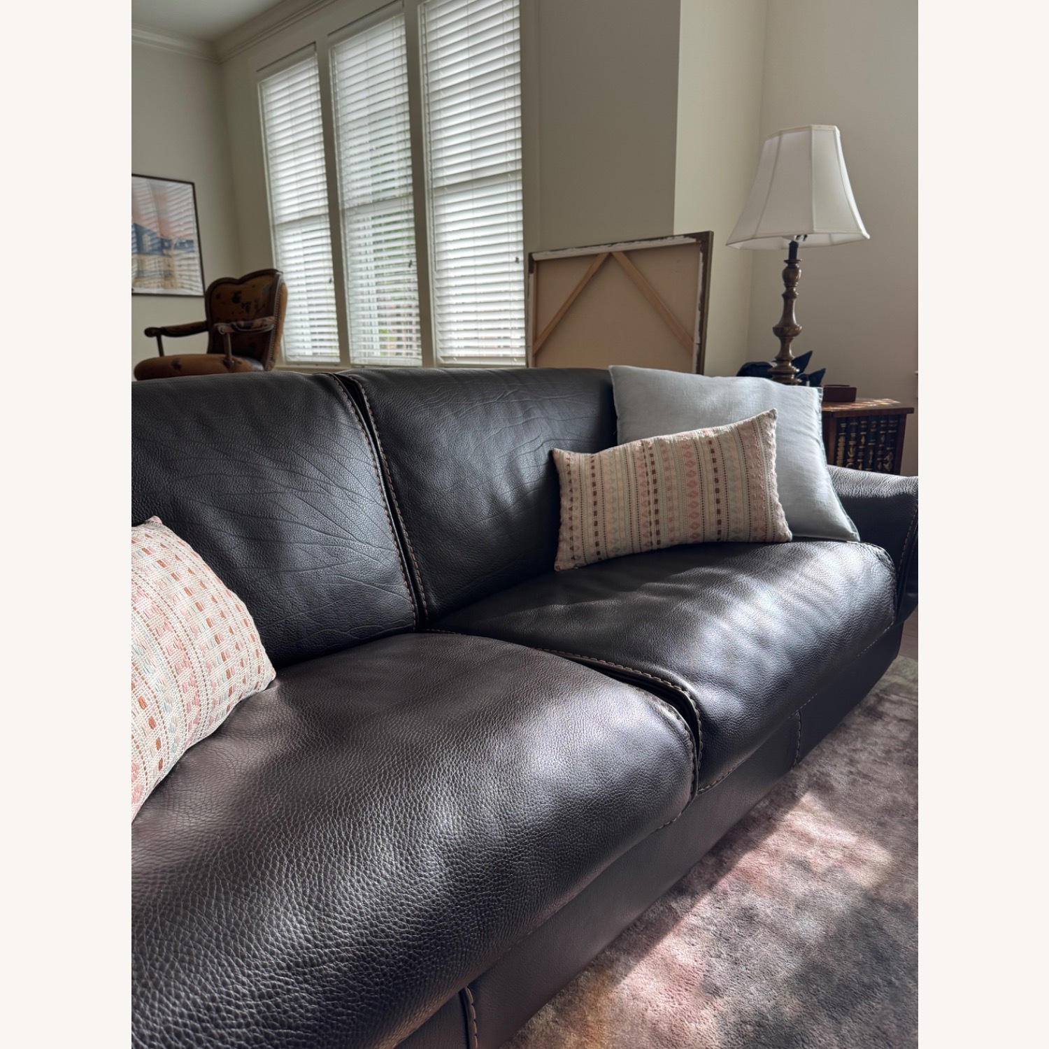 Roche Bobois Dark Brown Leather 2 Seater Sofa - image-2
