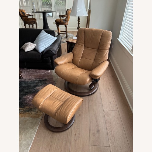 Used Ekornes Light Brown Leather Recliner for sale on AptDeco