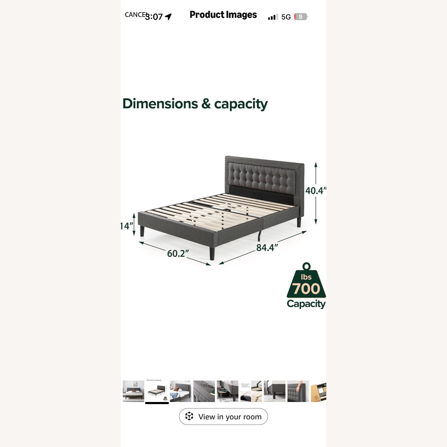 Bed Bath & Beyond Dark Gray Queen Bed - image-3