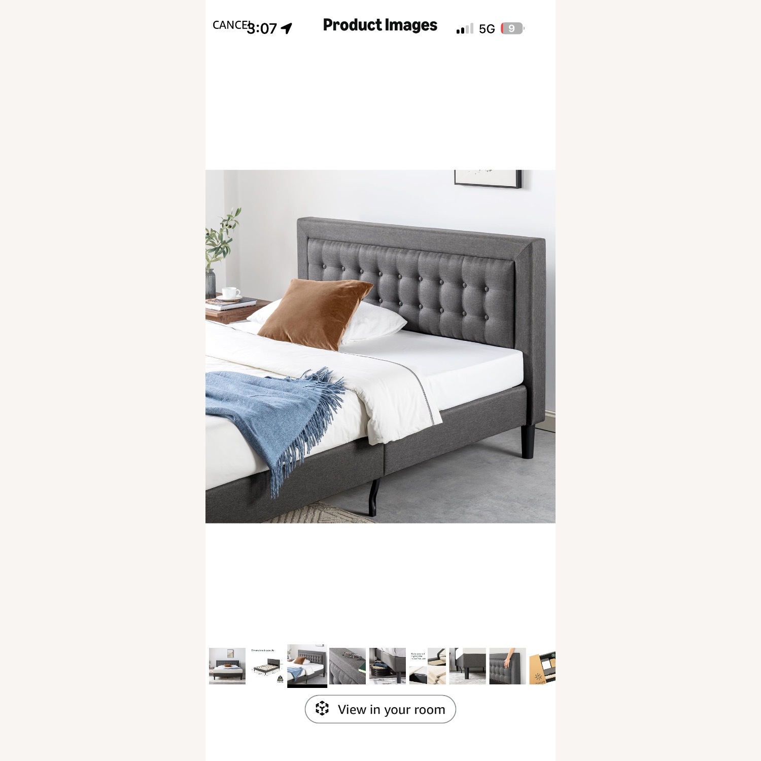 Bed Bath & Beyond Dark Gray Queen Bed - image-2