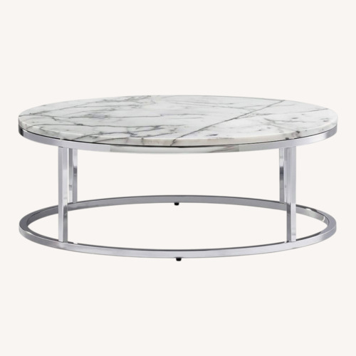 Used CB2 Smart Marble Round Coffee Table for sale on AptDeco