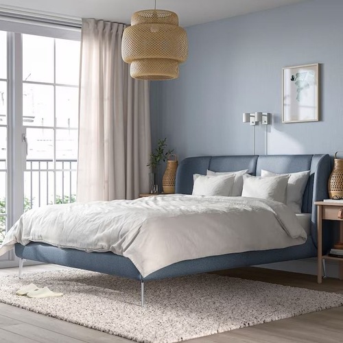 Used IKEA TUFJORD Bed in Gunnared Blue, Queen for sale on AptDeco