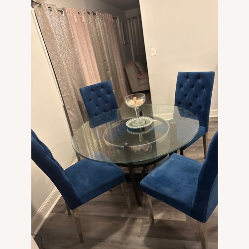 Used Blue Velvet Dining Chair for sale on AptDeco