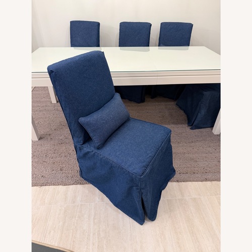 Used Custom Denim Slipcovered IKEA Henriksdal Set of 5 for sale on AptDeco