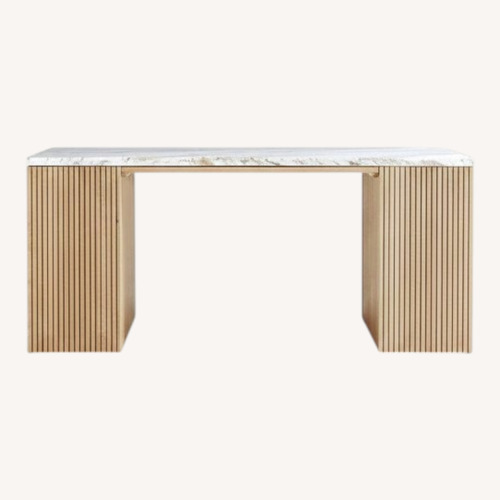 Used Crate & Barrel Batten Natural Marble Kitchen Island for sale on AptDeco