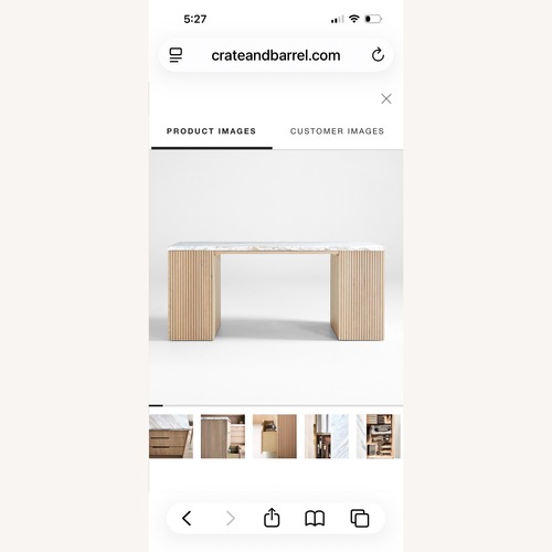 Used Crate & Barrel Batten Natural Marble Kitchen Island for sale on AptDeco