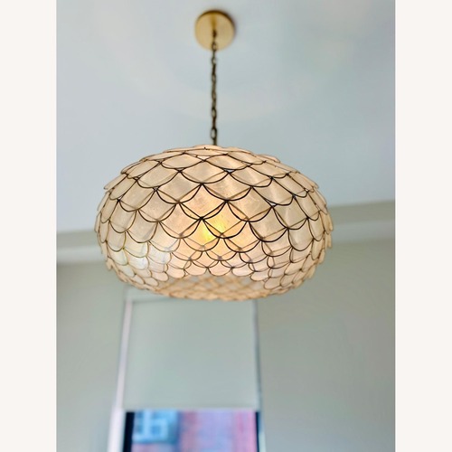Used Serena & Lily Capiz Scalloped Chandelier for sale on AptDeco