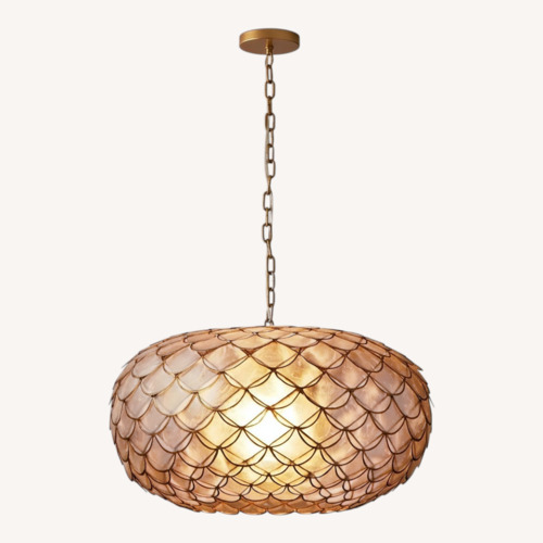 Used Serena & Lily Capiz Scalloped Chandelier for sale on AptDeco