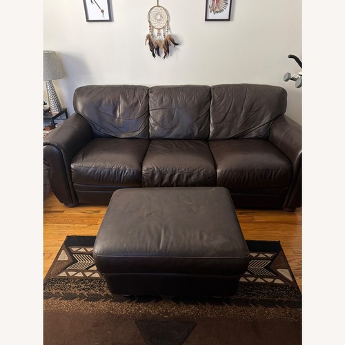 Used Dark Brown Leather 3+ Seater Sofa for sale on AptDeco
