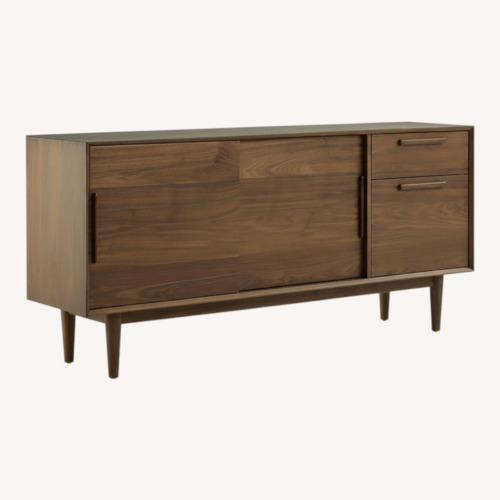 Used Crate & Barrel Tate 64.5" Walnut Storage Media Console for sale on AptDeco