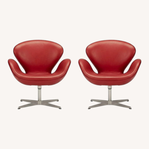 Used Design Within Reach Red Leather Swan Chair (Pair) for sale on AptDeco