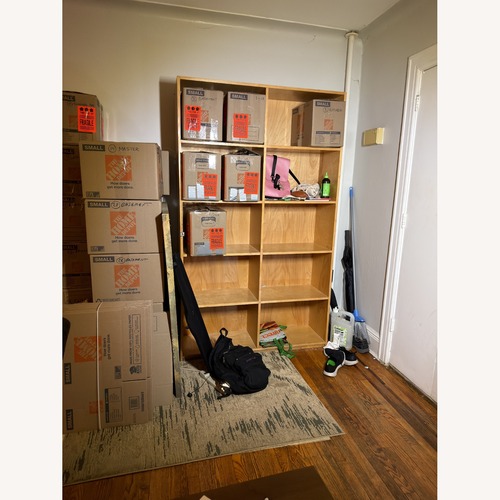 Used 2 Tall Double Oak Shelves for sale on AptDeco