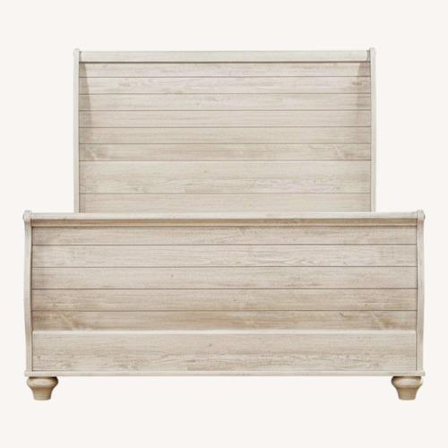 Used Ashley Furniture Sleigh Style White Wood Queen Bed for sale on AptDeco