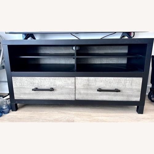 Used 50'' Black & Gray Fully Assembled Storage TV Stand for sale on AptDeco