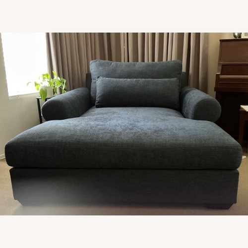 Used Pottery Barn Indigo Perfomance Tweed Chaise for sale on AptDeco