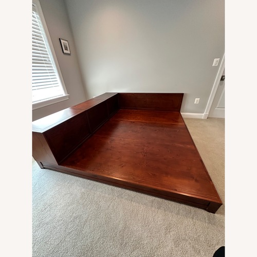 Used Pottery Barn Teen Wood Storage Platform Queen Bed for sale on AptDeco