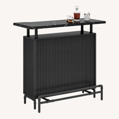Used Bar Table With 3 Leather Stools for sale on AptDeco