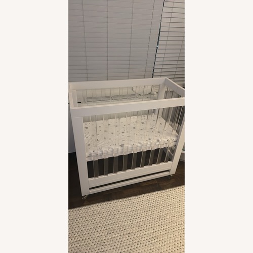 Used Bambibaby Acrylic and White Foldable Mini Crib Cradle Size for sale on AptDeco