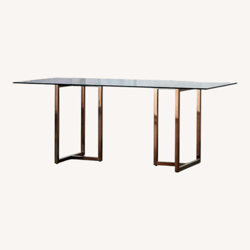 Used CB2 Silverado 72" Rectangular Brass Dining Table for sale on AptDeco