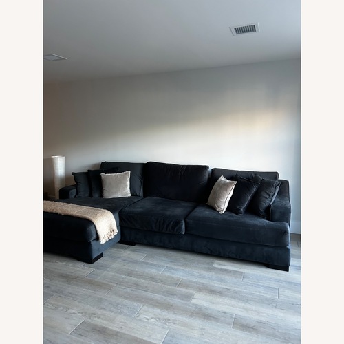 Used Living Spaces Lodge Dark Gray Fabric 2 Piece Sectional for sale on AptDeco