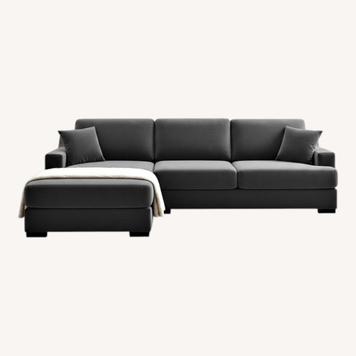 Used Living Spaces Lodge Dark Gray Fabric 2 Piece Sectional for sale on AptDeco