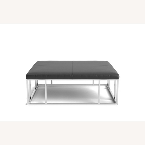 Used Mitchell Gold + Bob Williams Black Carmen Leather Ottoman for sale on AptDeco