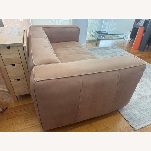 Used West Elm Quinten Tan Leather 2 Seater Sofa 76" for sale on AptDeco