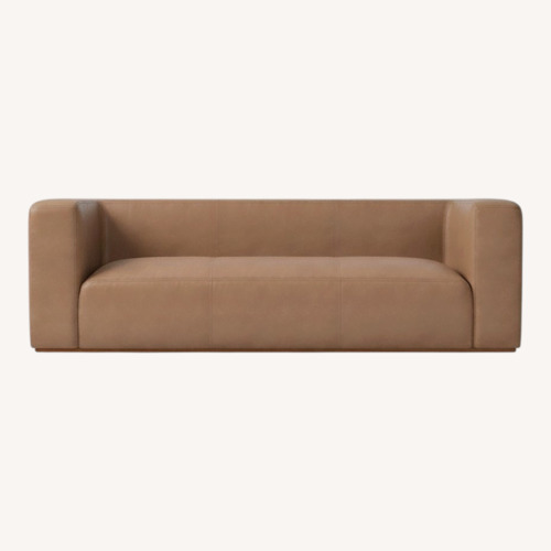 Used West Elm Quinten Tan Leather 2 Seater Sofa 76" for sale on AptDeco