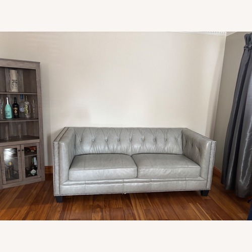 Used FRYDA Thick Gray Leather Sofa for sale on AptDeco