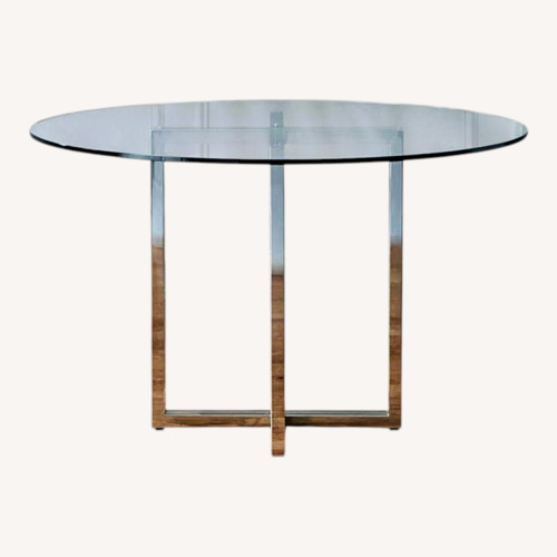Used CB2 Silverado 47” Silver Metal Dining Table for sale on AptDeco