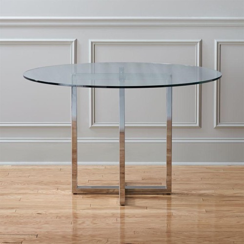 Used CB2 Silverado 47” Silver Metal Dining Table for sale on AptDeco